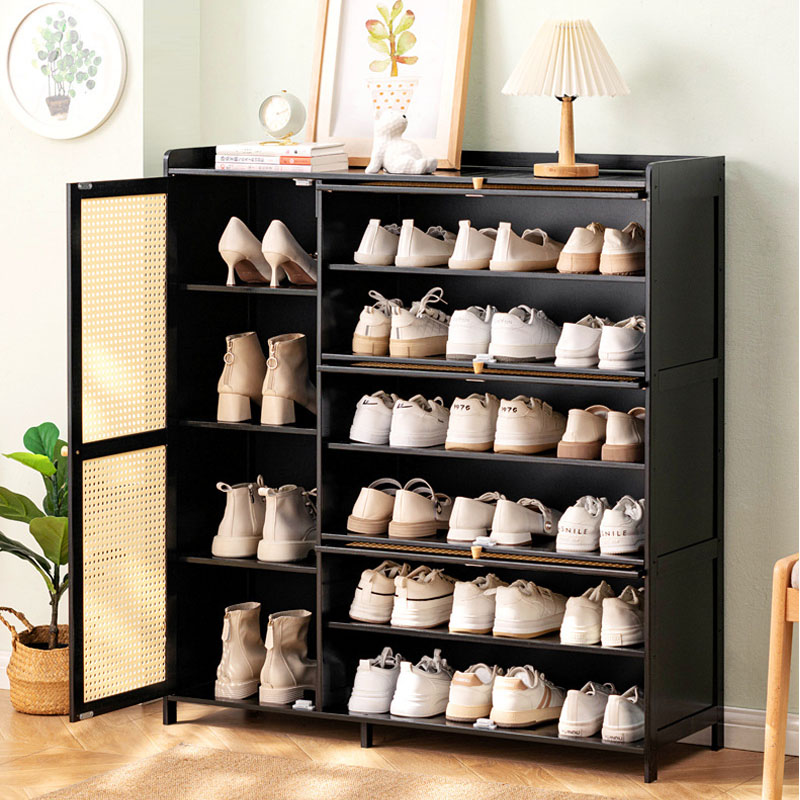 TỦ GIÀY GỖ TRE ĐEN THIẾT KẾ 4 CÁNH ĐỂ CỰC GỌN - Hình ảnh 4