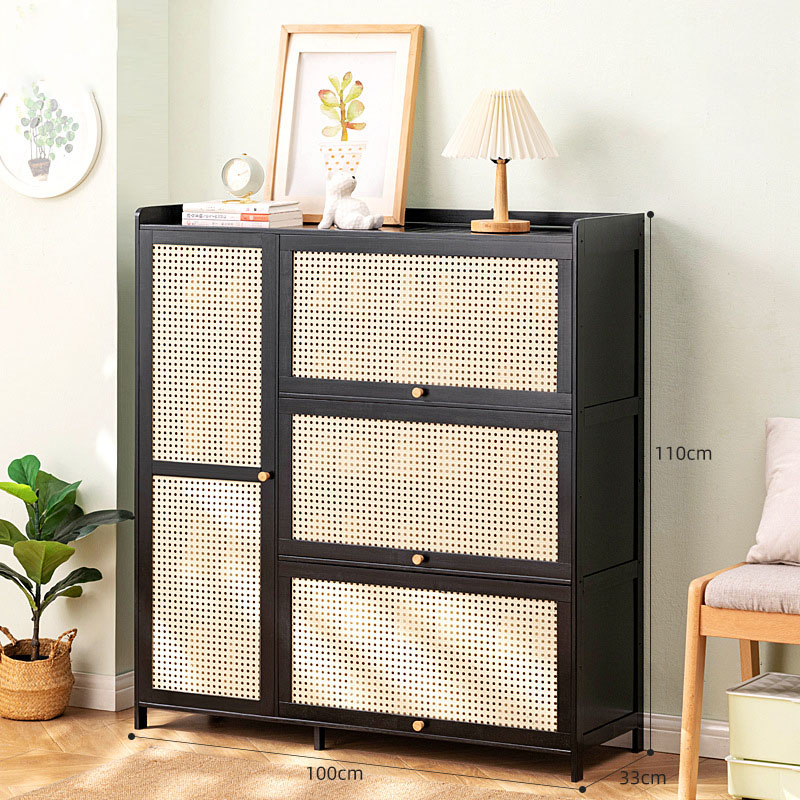 TỦ GIÀY GỖ TRE ĐEN THIẾT KẾ 4 CÁNH ĐỂ CỰC GỌN - Hình ảnh 5